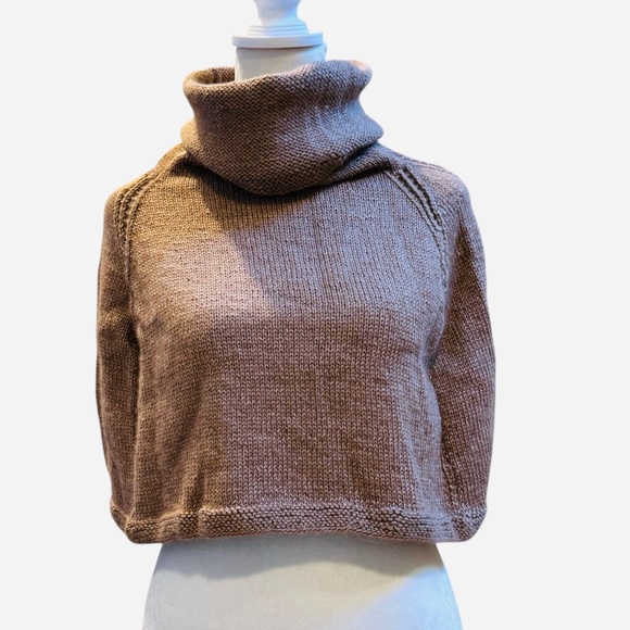 Hand knit silk / wool turtleneck capelet, NWT - Picture 3 of 11
